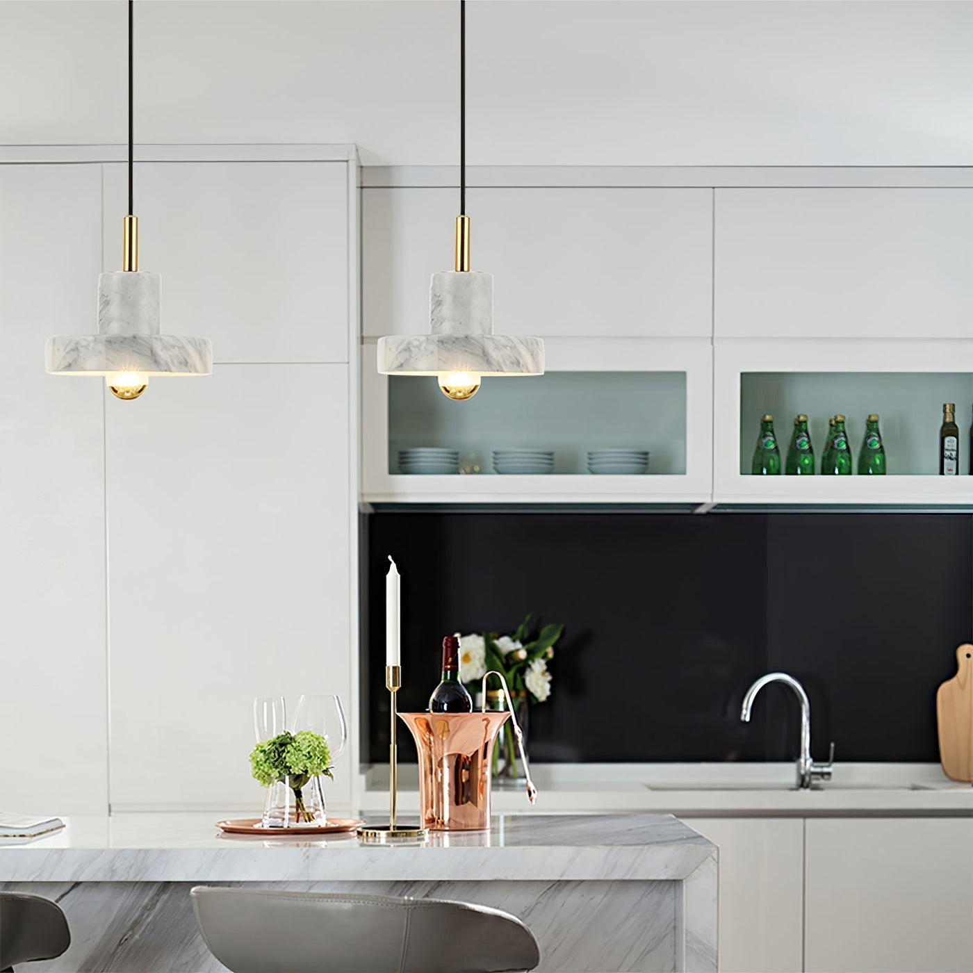 Marble Aura Pendant Light – Elegant Hanging Lamp with Warm LED Glow