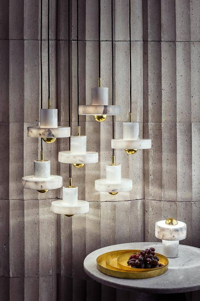 Marble Aura Pendant Light – Elegant Hanging Lamp with Warm LED Glow