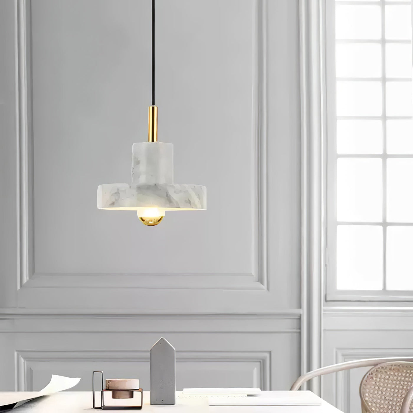 Marble Aura Pendant Light – Elegant Hanging Lamp with Warm LED Glow