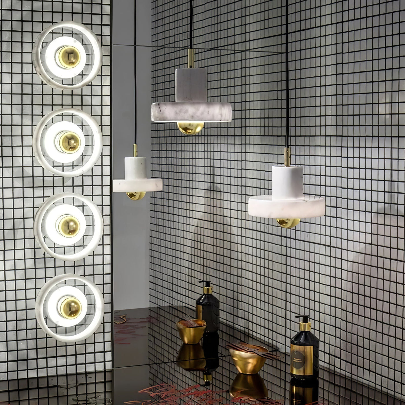 Marble Aura Pendant Light – Elegant Hanging Lamp with Warm LED Glow