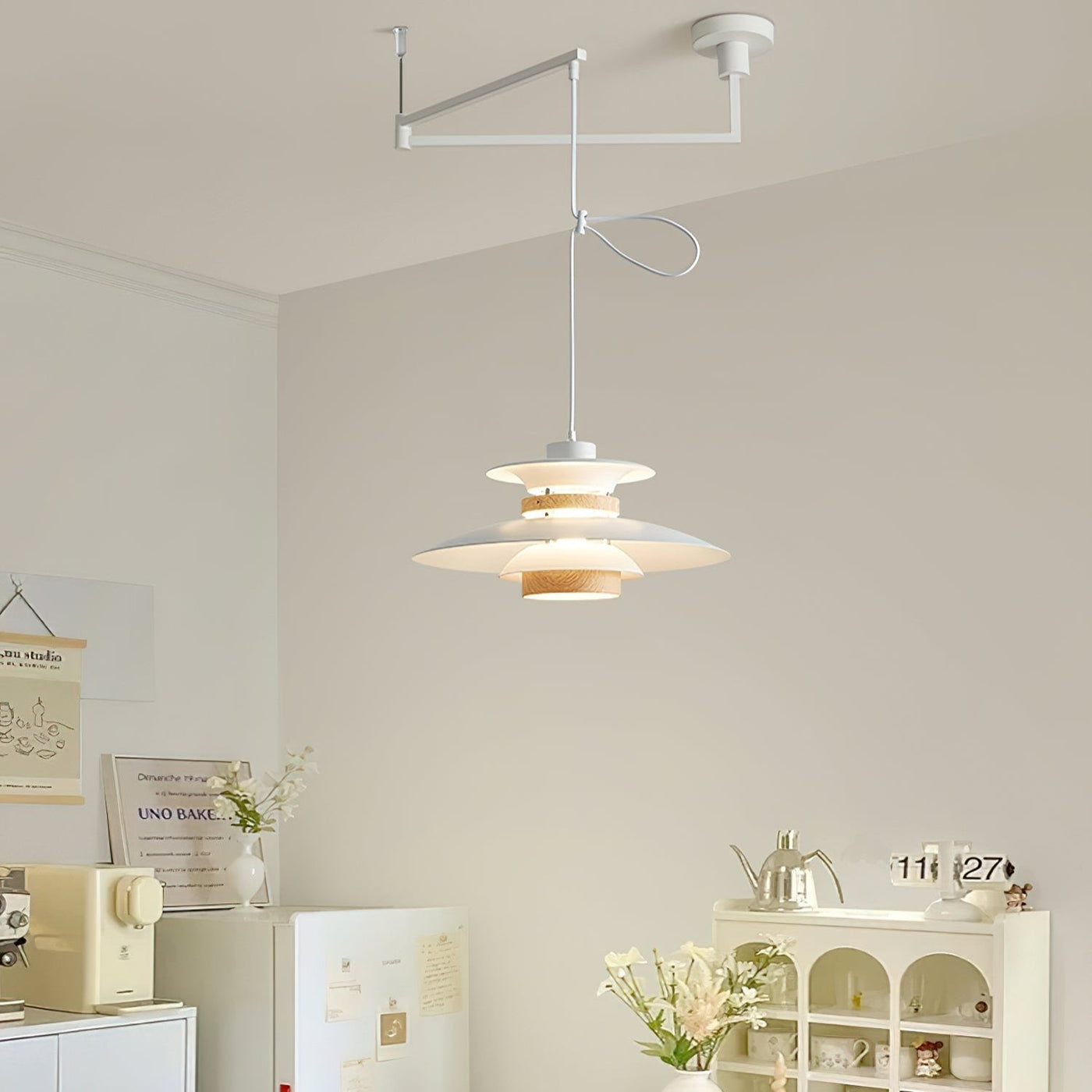 Mercero Swing Arm Pendant Light – Scandinavian-Inspired Adjustable Hanging Lamp