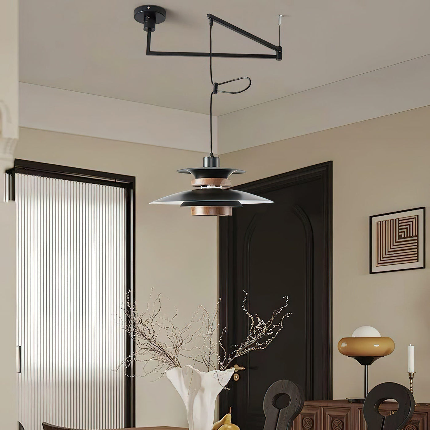 Mercero Swing Arm Pendant Light – Scandinavian-Inspired Adjustable Hanging Lamp