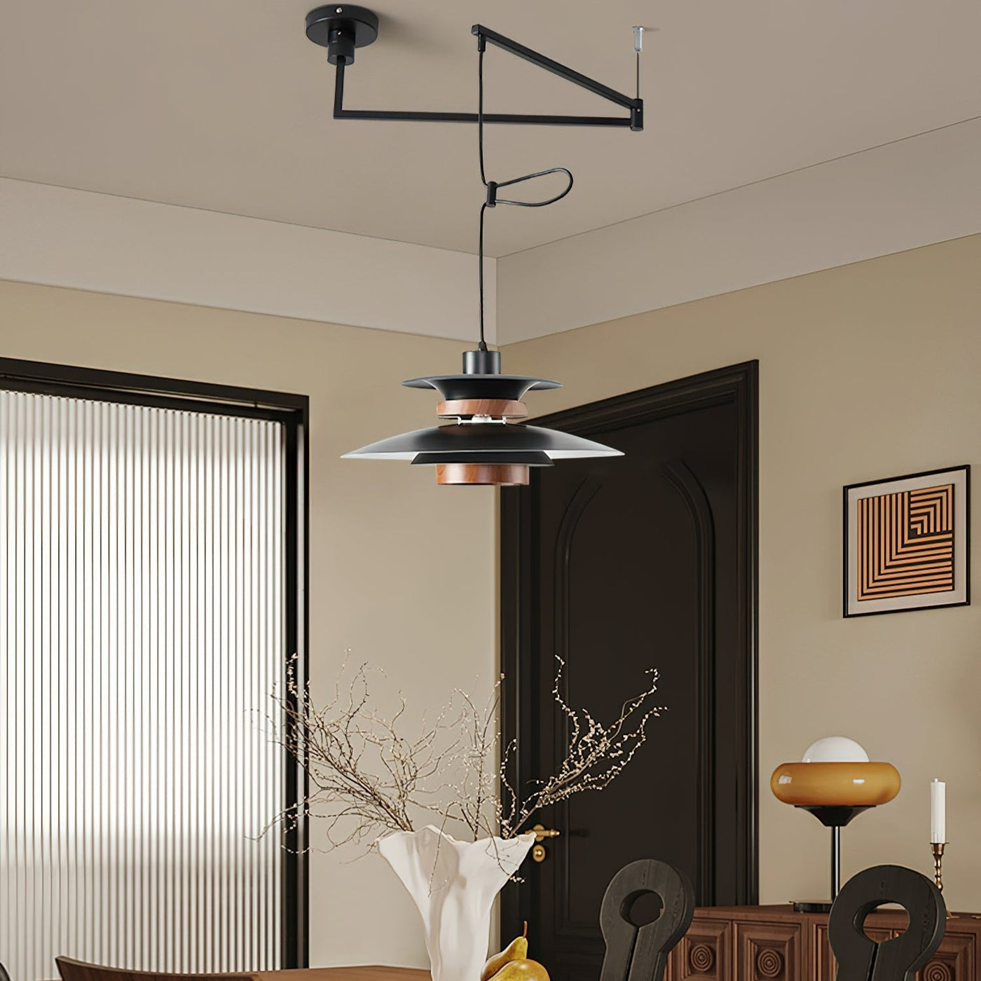 Mercero Swing Arm Pendant Light – Scandinavian-Inspired Adjustable Hanging Lamp