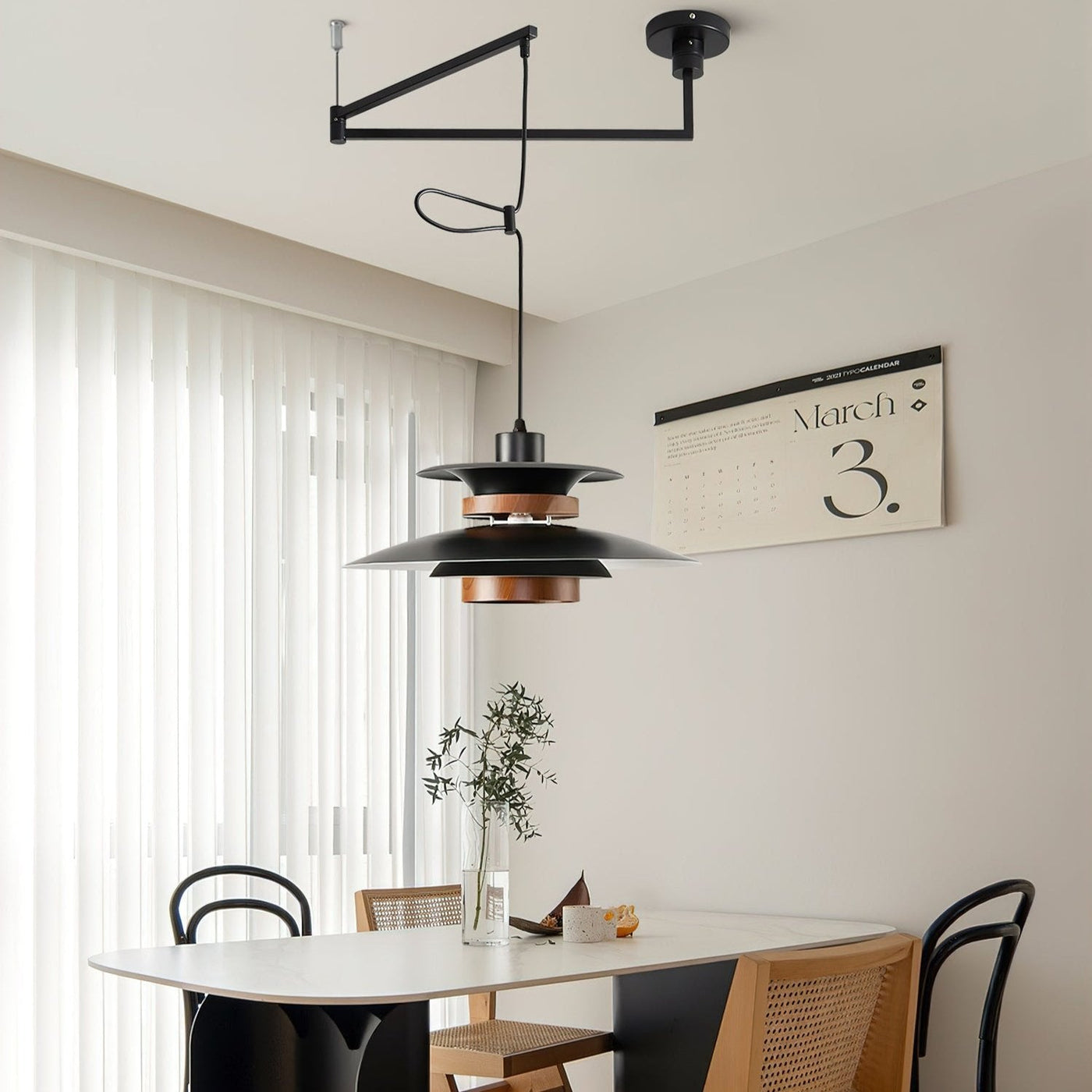 Mercero Swing Arm Pendant Light – Scandinavian-Inspired Adjustable Hanging Lamp