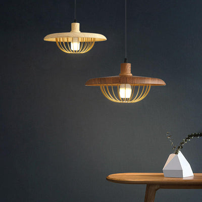 Imitation Wood Grain Pendant Light – Nordic-Style Hanging Lamp for Rustic Interiors