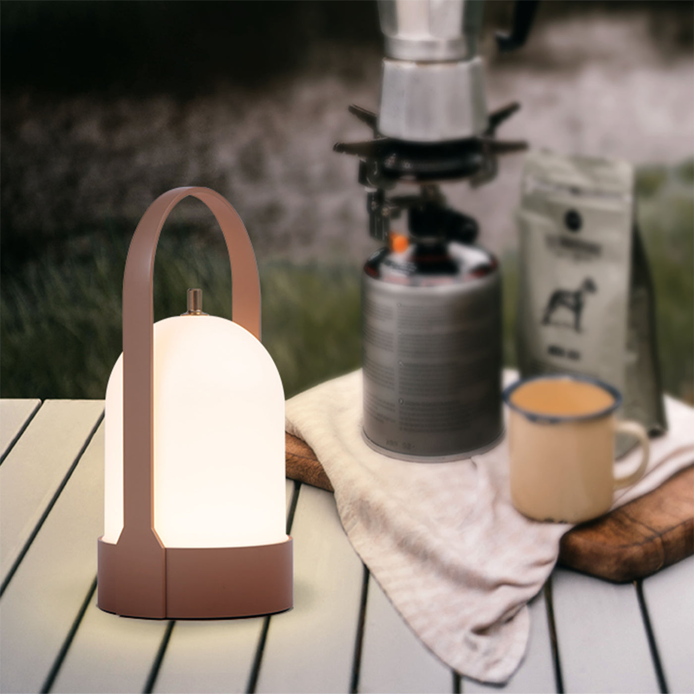 Modern Rechargeable LED Lantern – Wireless Touch-Dimmable Table Lamp