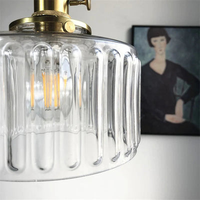 Vintage Crystal Pendant Light – Elegant Glass Cylinder Hanging Lamp