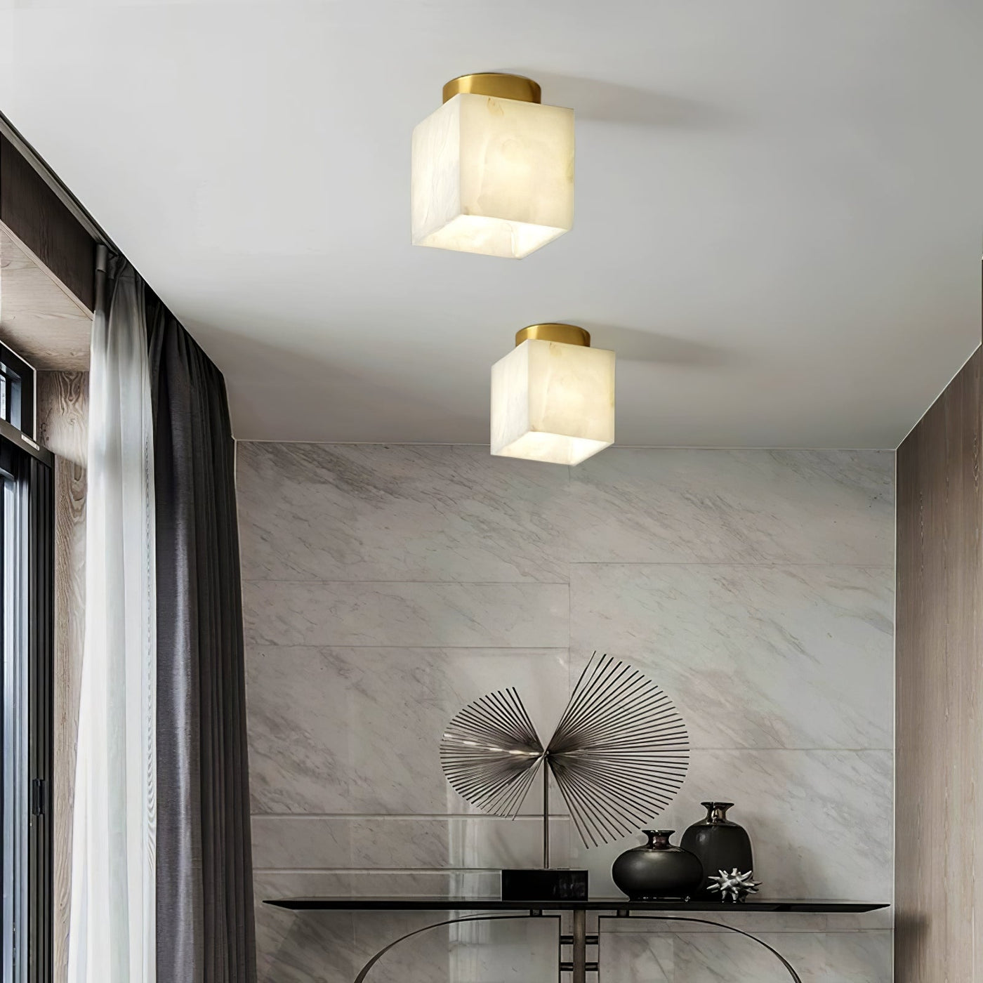 Moon Glow Alabaster Ceiling Light – Elegant Illumination with a Celestial Touch