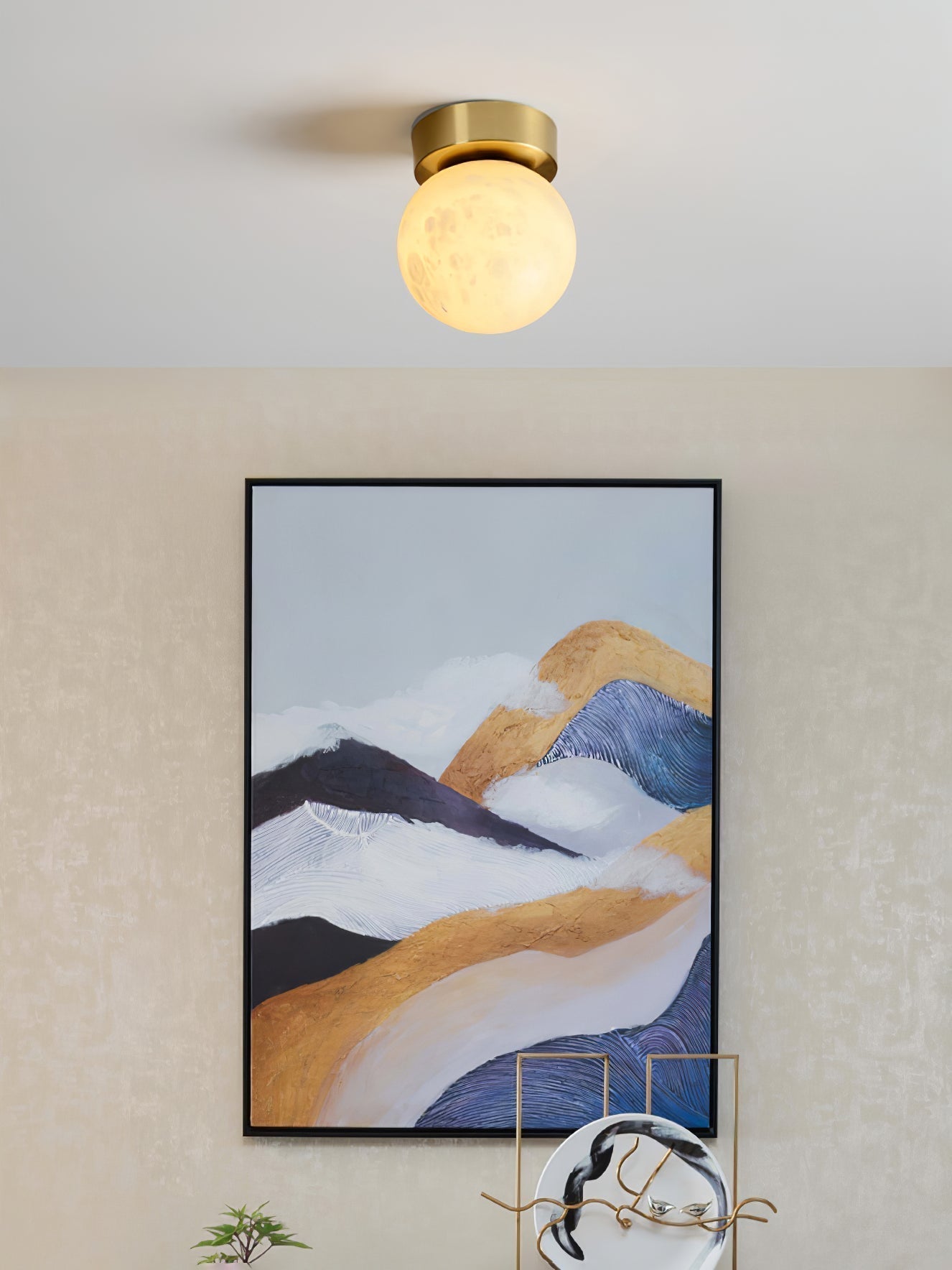 Moon Glow Alabaster Ceiling Light – Elegant Illumination with a Celestial Touch