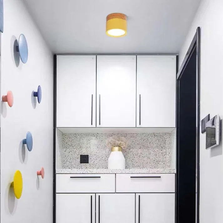 Nordic Cylinder LED Ceiling Light – Minimalist Flush Mount for Modern Hallways