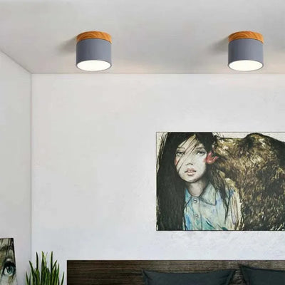 Nordic Cylinder LED Ceiling Light – Minimalist Flush Mount for Modern Hallways