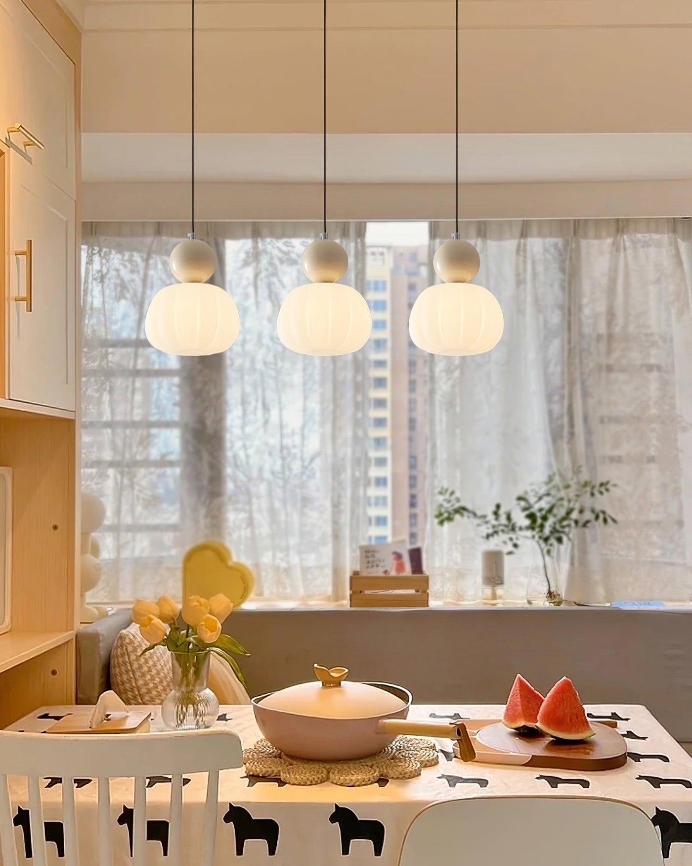 Yedra Pumpkin Pendant Light – Elegant Dimmable Ceiling Lamp with G9 Base