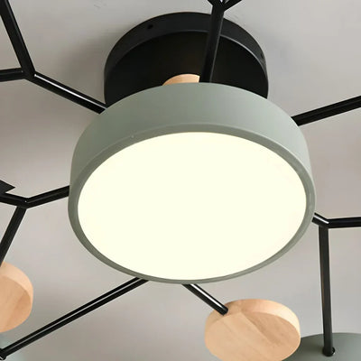 Geometric Metal & Wood Ceiling Light – Modern Elegance for Your Home