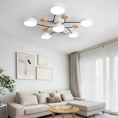 Geometric Metal & Wood Ceiling Light – Modern Elegance for Your Home