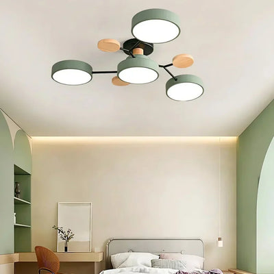 Geometric Metal & Wood Ceiling Light – Modern Elegance for Your Home