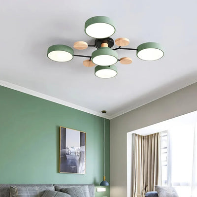 Geometric Metal & Wood Ceiling Light – Modern Elegance for Your Home