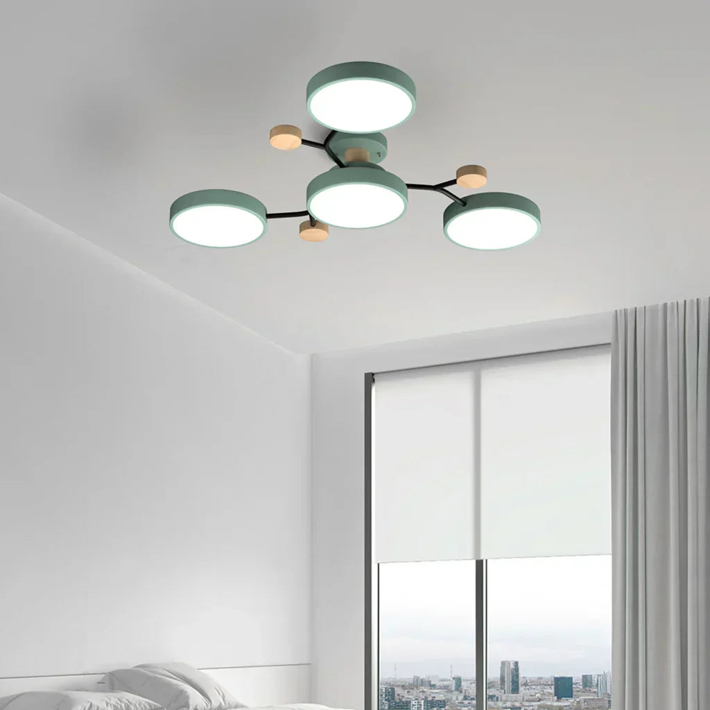 Geometric Metal & Wood Ceiling Light – Modern Elegance for Your Home