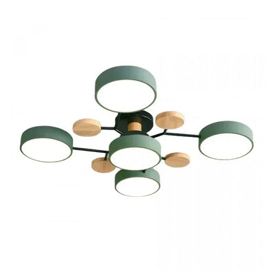 Geometric Metal & Wood Ceiling Light – Modern Elegance for Your Home