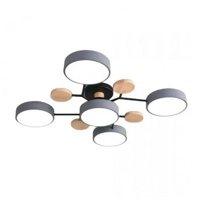 Geometric Metal & Wood Ceiling Light – Modern Elegance for Your Home