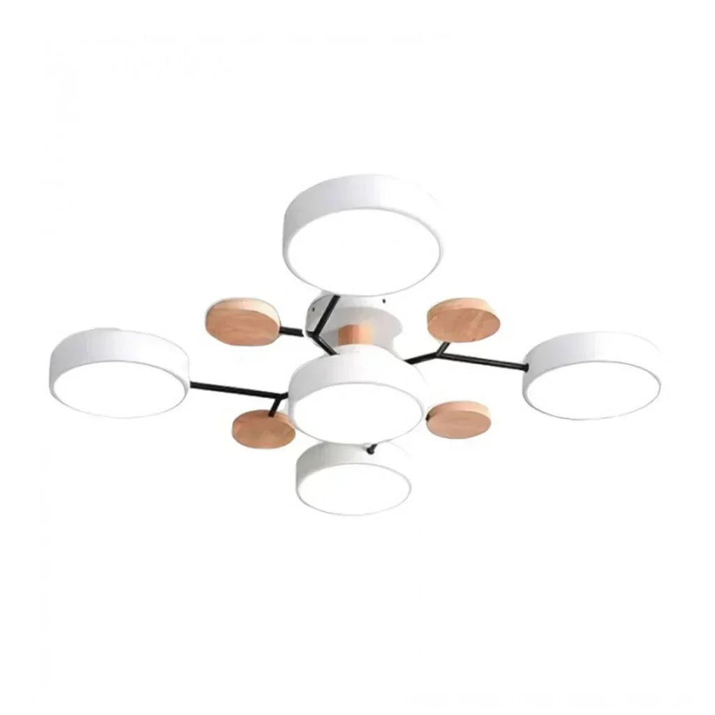 Geometric Metal & Wood Ceiling Light – Modern Elegance for Your Home