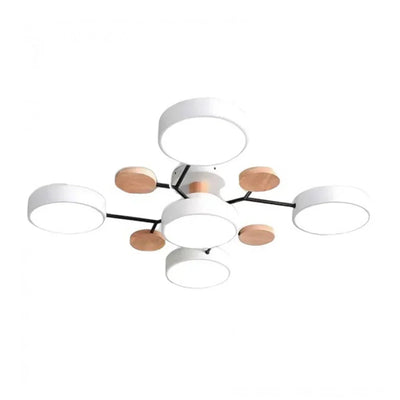 Geometric Metal & Wood Ceiling Light – Modern Elegance for Your Home