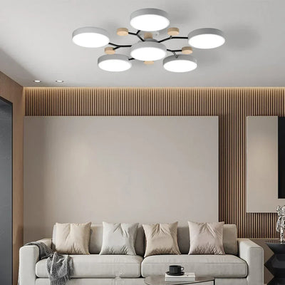 Geometric Metal & Wood Ceiling Light – Modern Elegance for Your Home