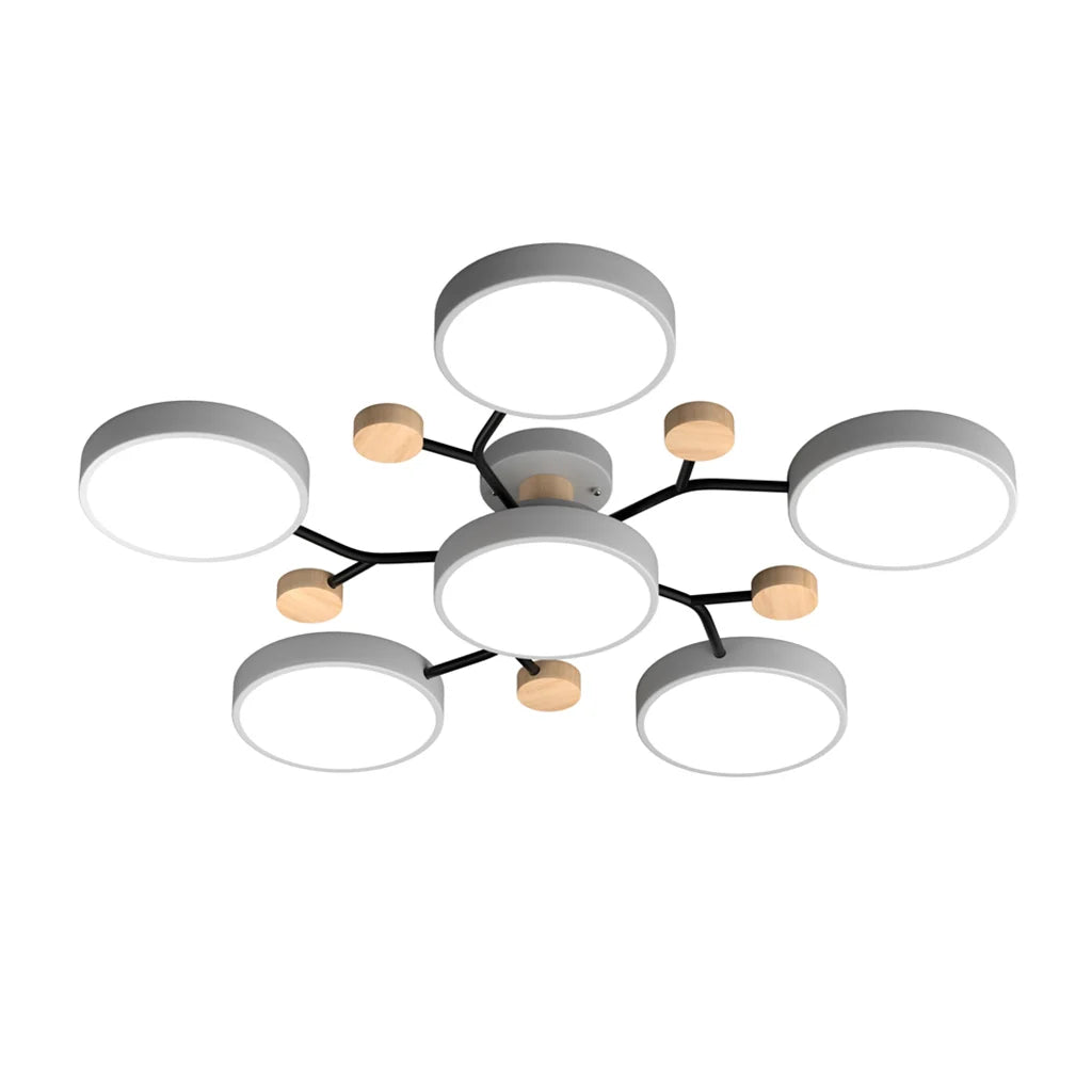Geometric Metal & Wood Ceiling Light – Modern Elegance for Your Home