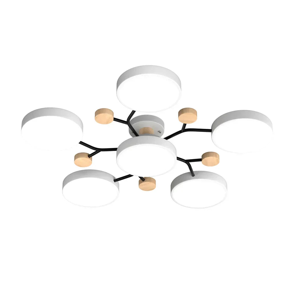 Geometric Metal & Wood Ceiling Light – Modern Elegance for Your Home