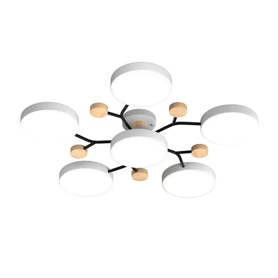 Geometric Metal & Wood Ceiling Light – Modern Elegance for Your Home