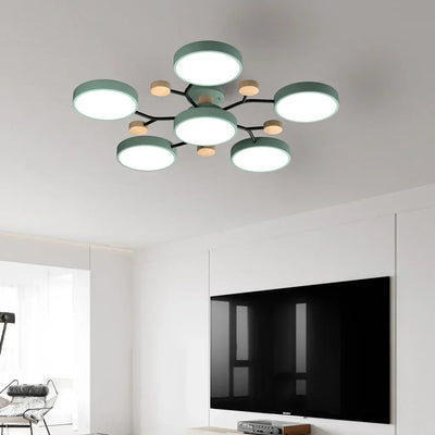 Geometric Metal & Wood Ceiling Light – Modern Elegance for Your Home