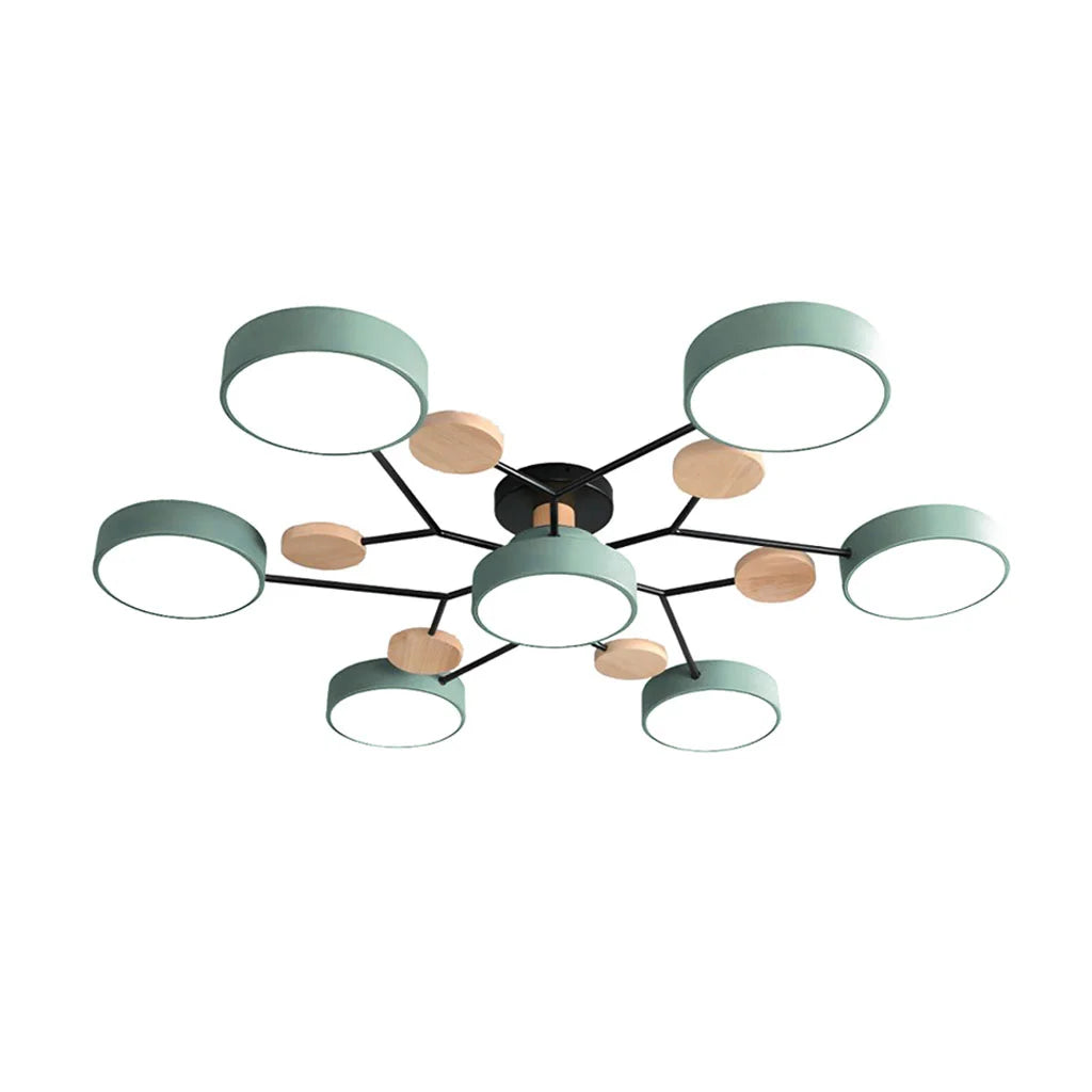 Geometric Metal & Wood Ceiling Light – Modern Elegance for Your Home