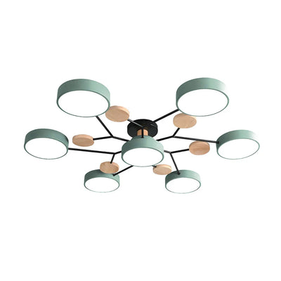 Geometric Metal & Wood Ceiling Light – Modern Elegance for Your Home