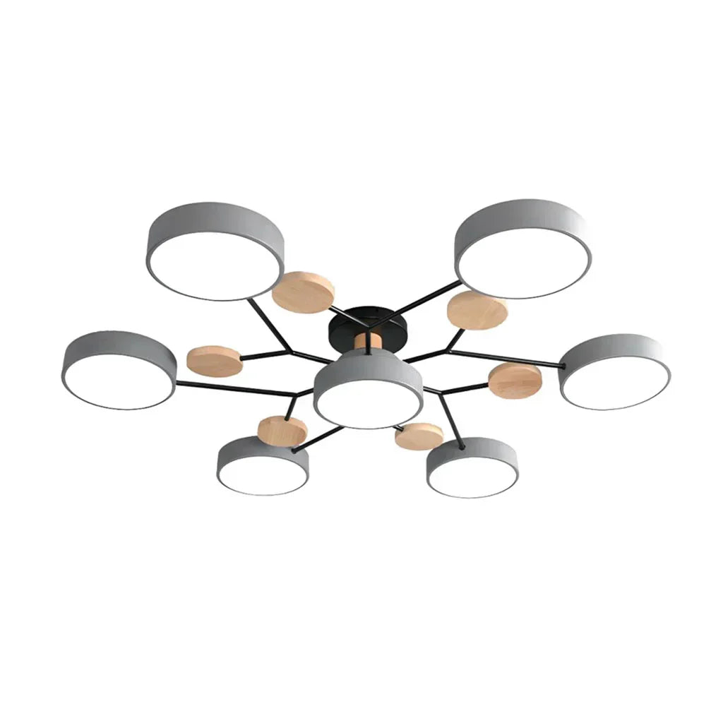Geometric Metal & Wood Ceiling Light – Modern Elegance for Your Home