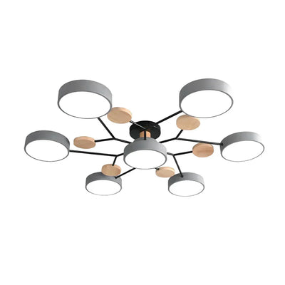Geometric Metal & Wood Ceiling Light – Modern Elegance for Your Home