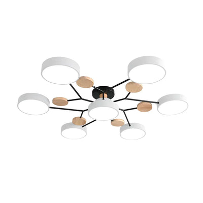 Geometric Metal & Wood Ceiling Light – Modern Elegance for Your Home