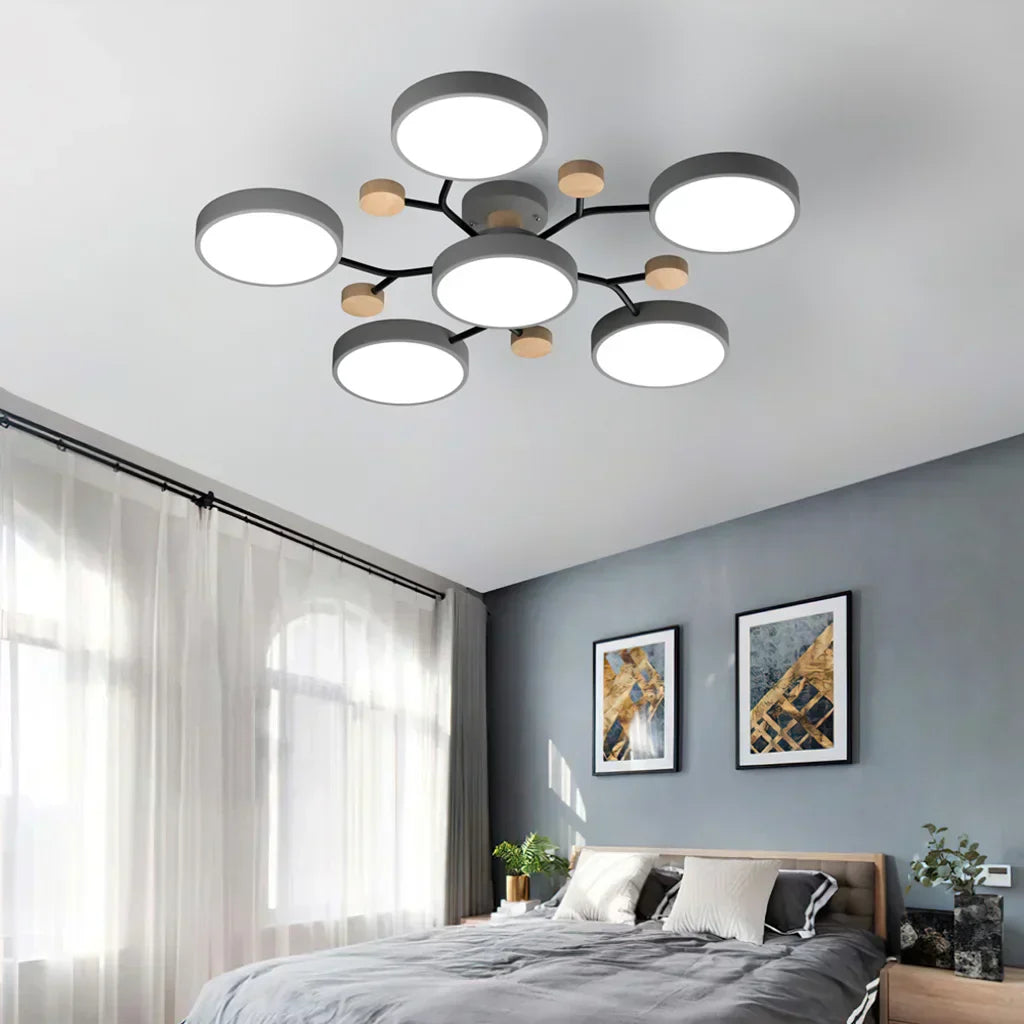 Geometric Metal & Wood Ceiling Light – Modern Elegance for Your Home