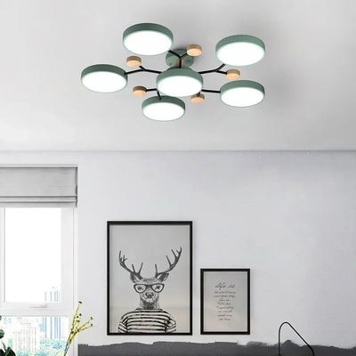 Geometric Metal & Wood Ceiling Light – Modern Elegance for Your Home