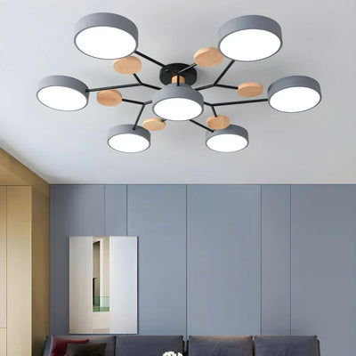 Geometric Metal & Wood Ceiling Light – Modern Elegance for Your Home