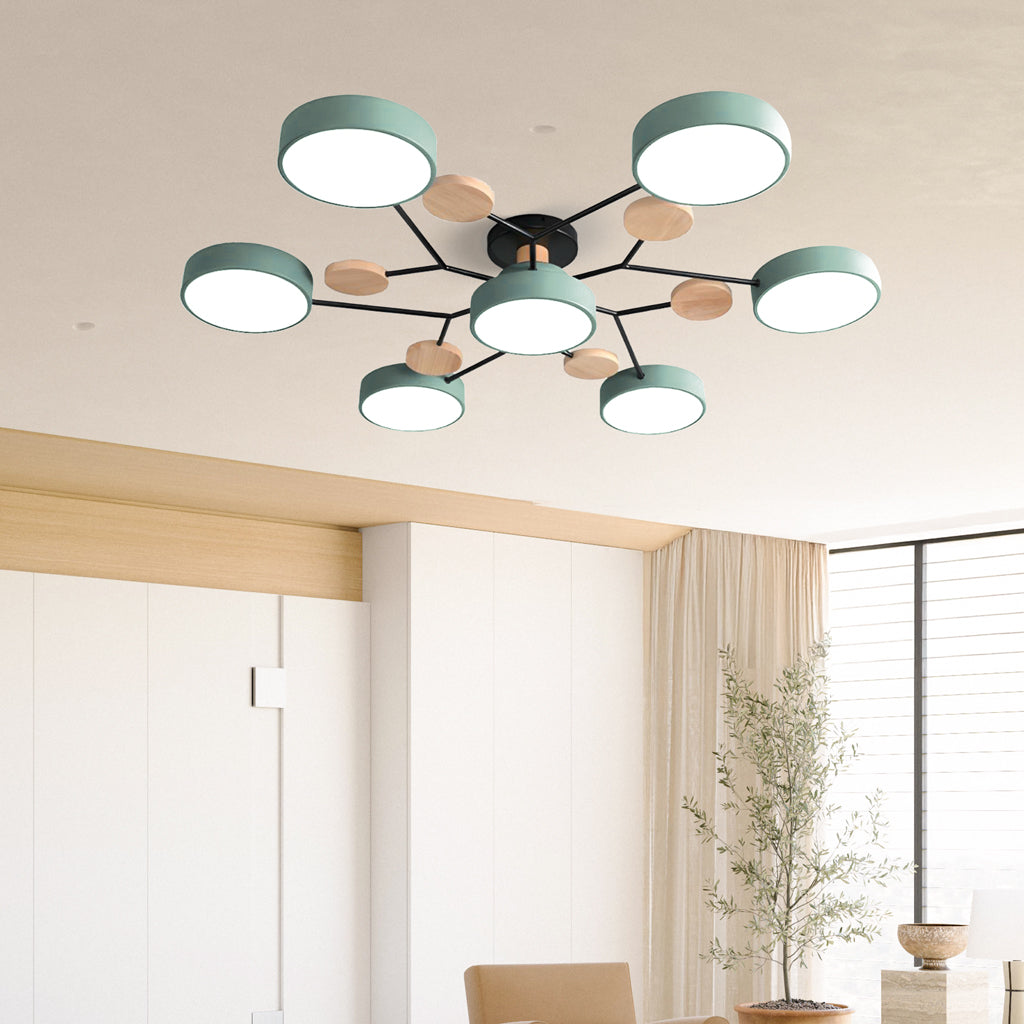 Geometric Metal & Wood Ceiling Light – Modern Elegance for Your Home