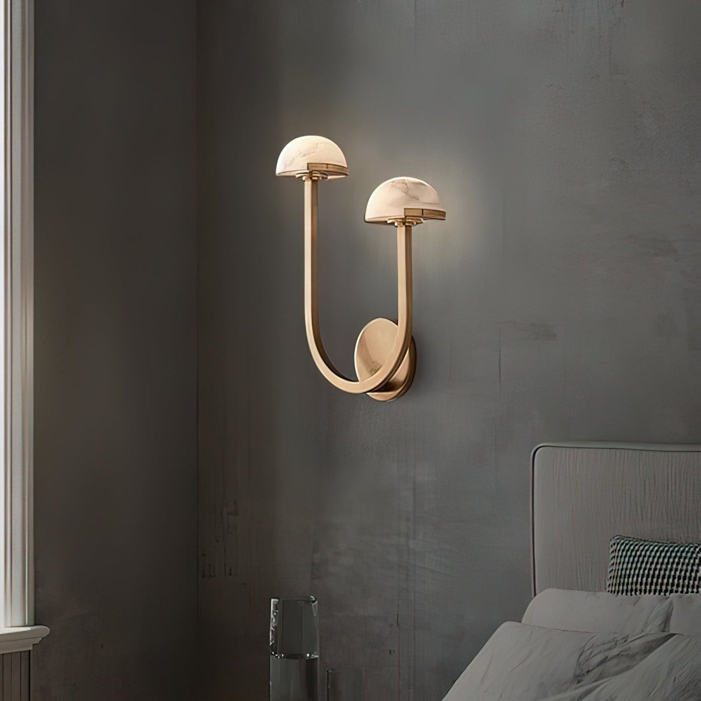 Mushroom Alabaster Wall Light – Elegant Natural Stone Design with Warm LED Glow