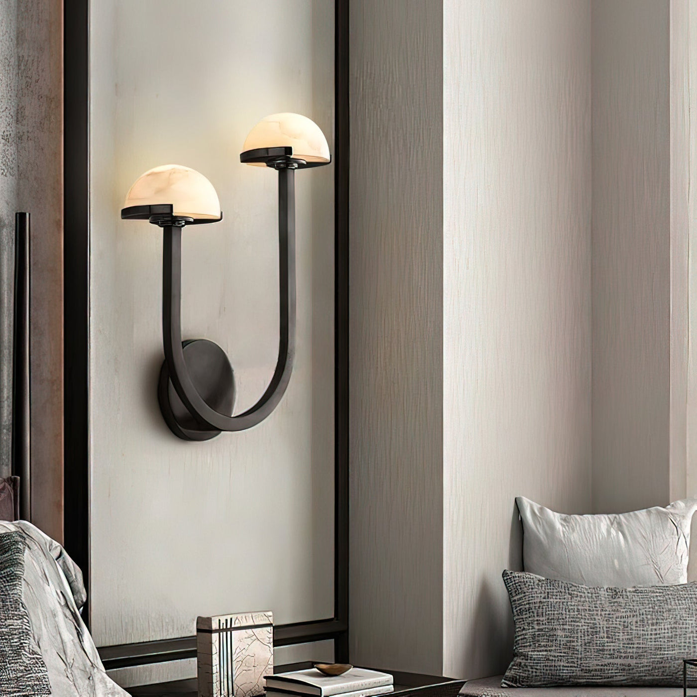 Mushroom Alabaster Wall Light – Elegant Natural Stone Design with Warm LED Glow