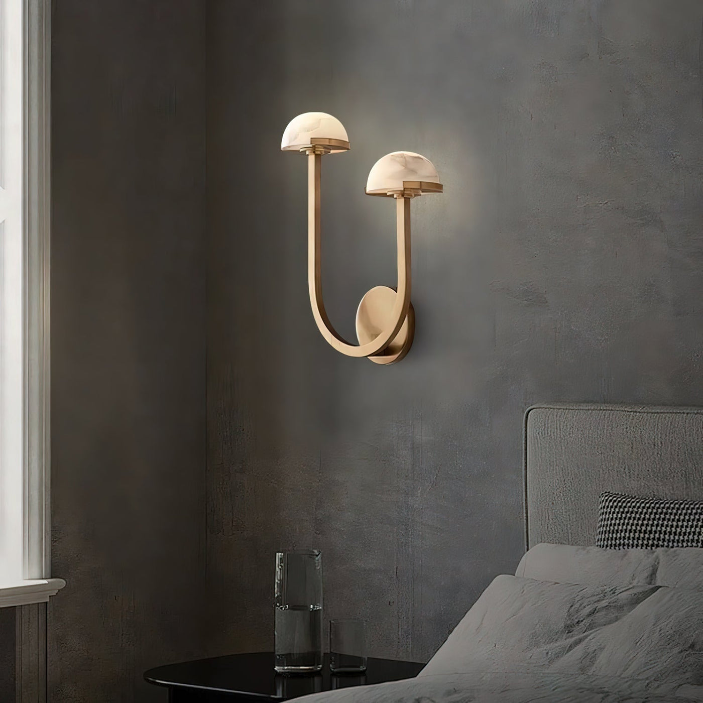 Mushroom Alabaster Wall Light – Elegant Natural Stone Design with Warm LED Glow