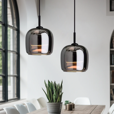 Nordic Black Glass Pendant Light – Sleek & Luxurious LED Chandelier