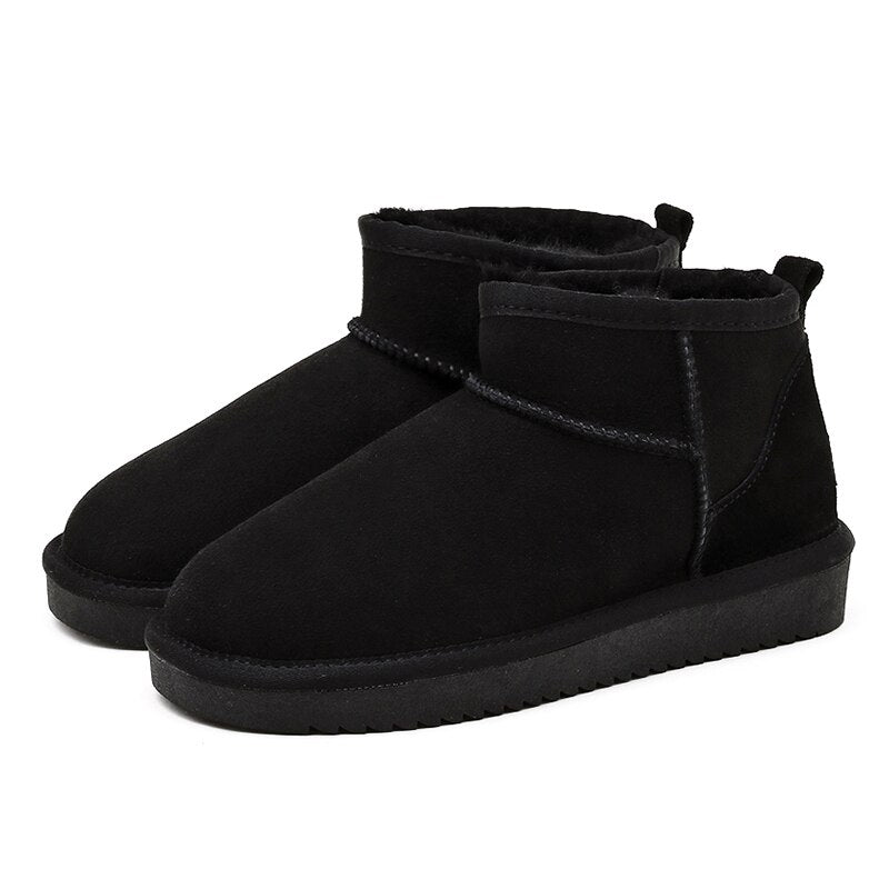 Sheepskin Fur-Lined Ankle Boots – Warm, Waterproof, and Stylish