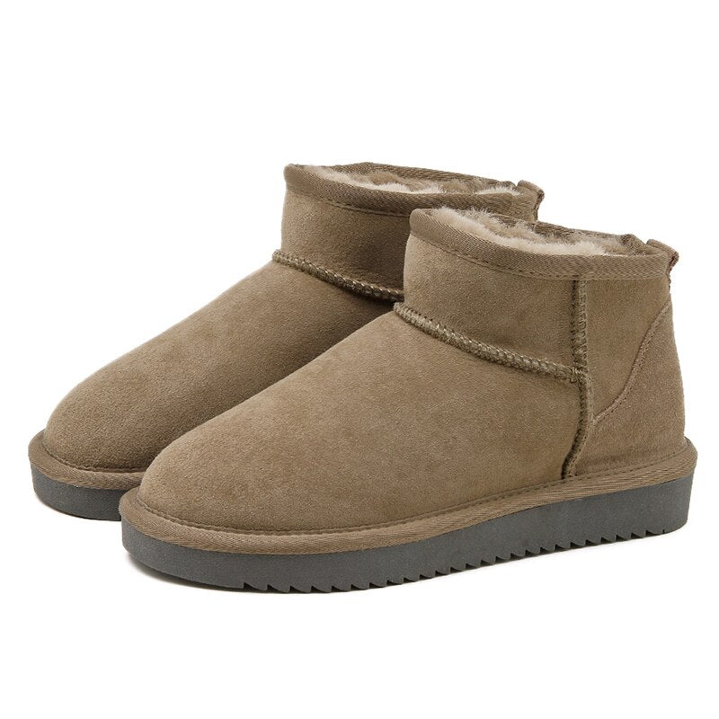 Sheepskin Fur-Lined Ankle Boots – Warm, Waterproof, and Stylish