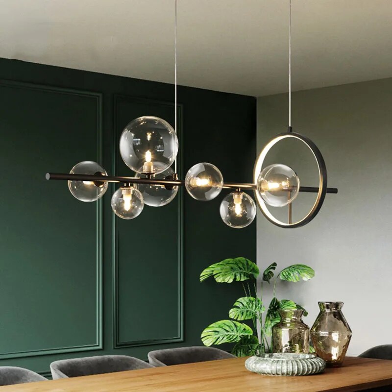 Bubble Glass Chandelier – Unique Transparent Floating Light Fixture (G4, Adjustable 150cm)