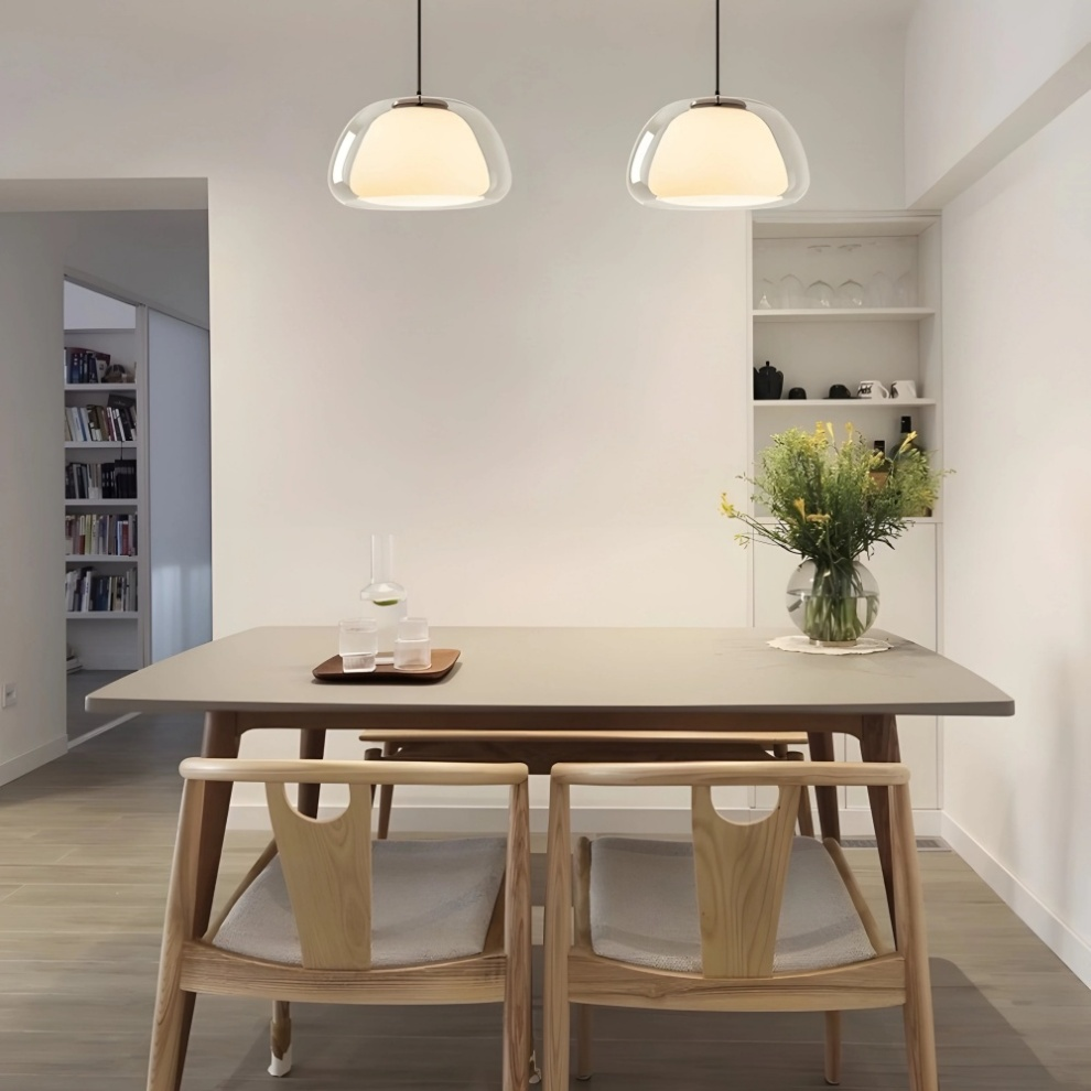 Modern Jelly Pendant Light – Elegant White Glass Shade with Adjustable Drop