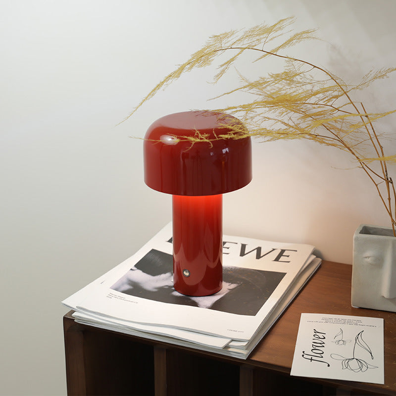 Italian Mushroom Cordless Table Lamp – Dimmable LED with Elegant Chrome Finish