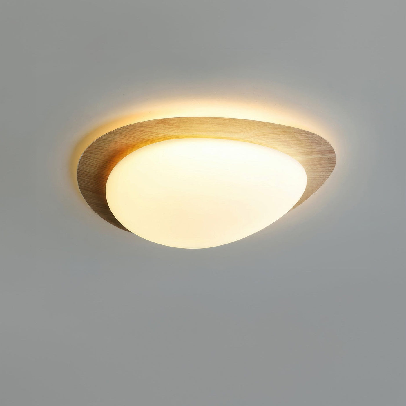 Scandinavian Pebble Wood Grain Ceiling Light – Natural Elegance with Soft LED Glow