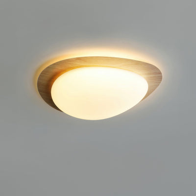Scandinavian Pebble Wood Grain Ceiling Light – Natural Elegance with Soft LED Glow